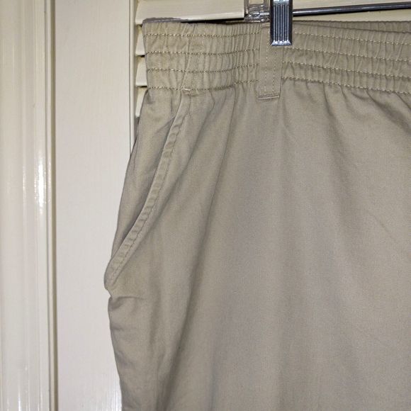 Harbor Bay Pants Mens Tag Size XL/28 (Measures Inseam 26") Khaki Elastic Waist - Picture 2 of 16